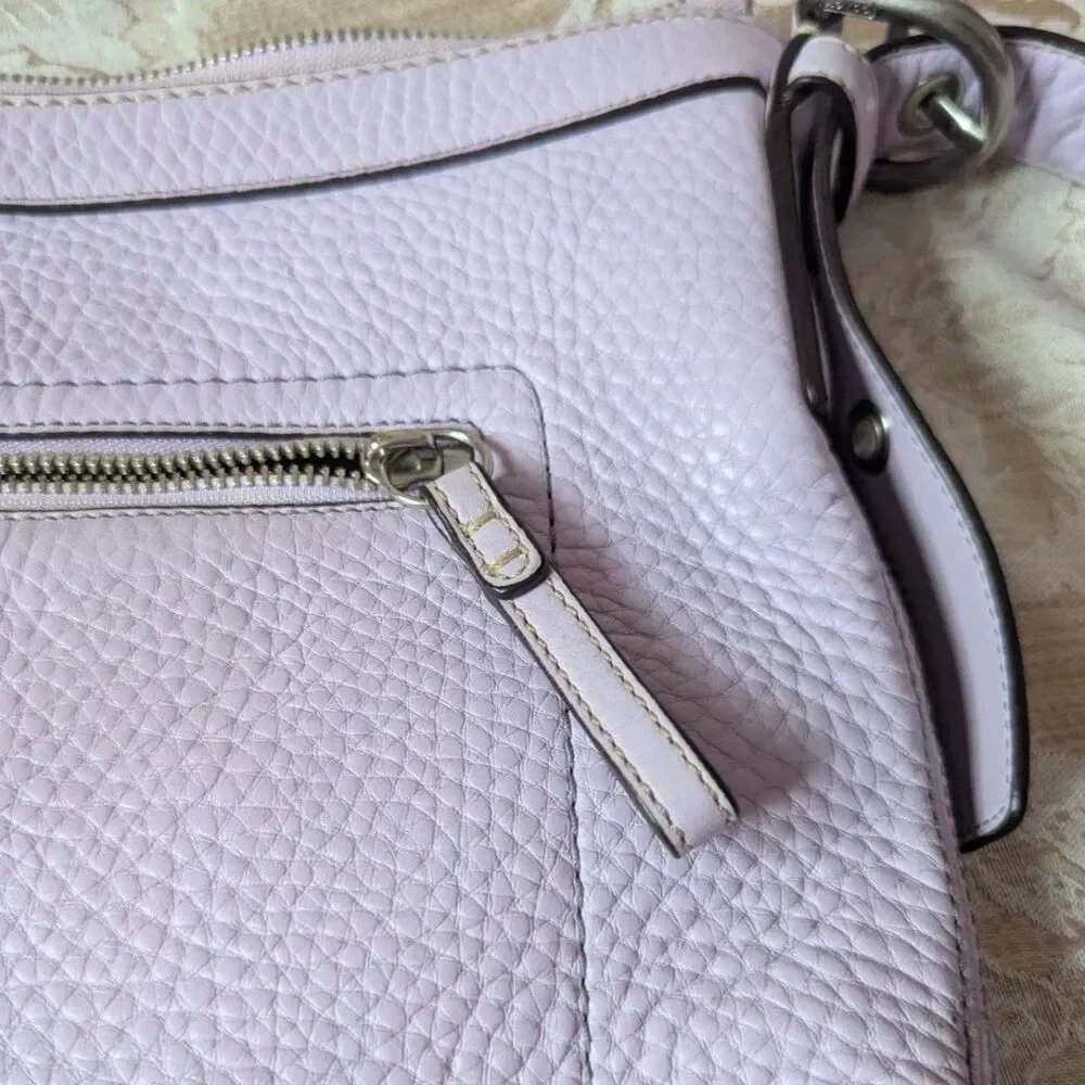 COACH Lilac Pastel Purple Crossbody Large Leather Bag with Buckle Handles F12319